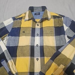 Yellow and Blue Plaid Button-Up Shirt